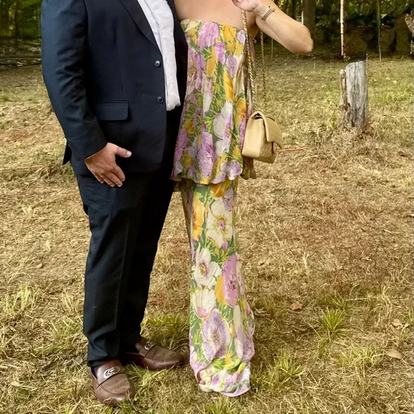 Zara tube dress gown bubble layer one tier Floral Strapless dress - Picture 2 of 3